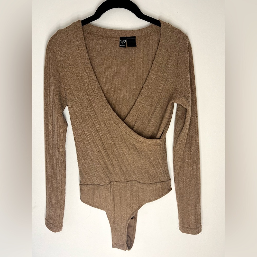 Elegant Tan Wrap Bodysuit